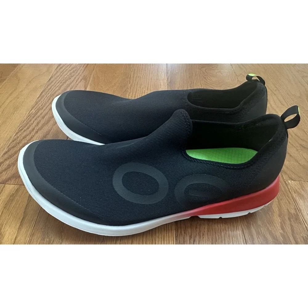 OOFOS Sport Mens Size 12.5 Black Fire Red Fade Slip On Recovery Shoes
